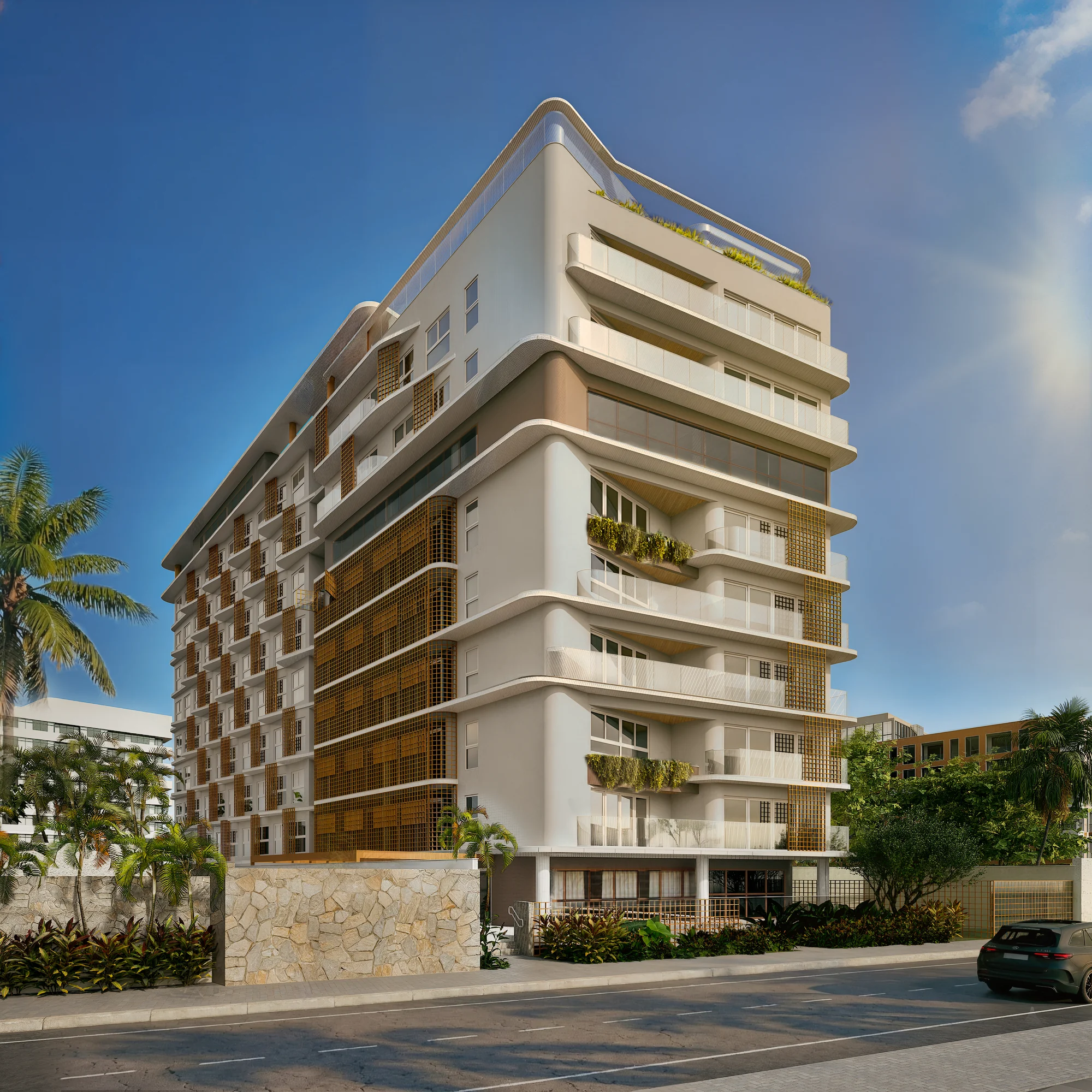 Render da fachada do Emaar, torre à beira-mar em Cabedelo